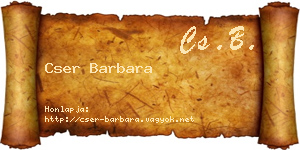 Cser Barbara névjegykártya